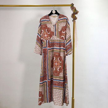 Rochie de dama cu decolteu in V si maneci lungi cu model cu model