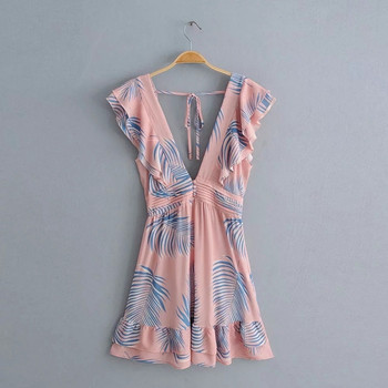 Rózsaszín virágos motívumú női ruha