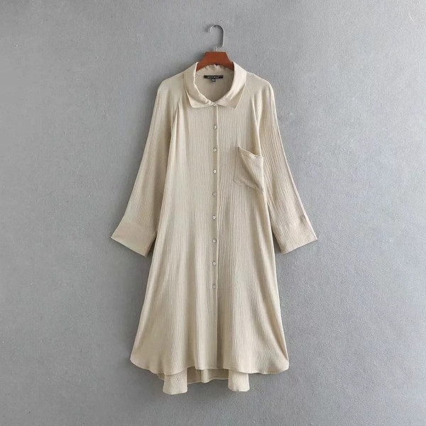 Cămașă de damă - model lung de culoare bej