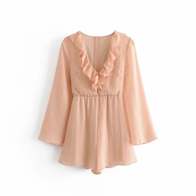 Salopeta de dama cu maneci lungi de culoare roz