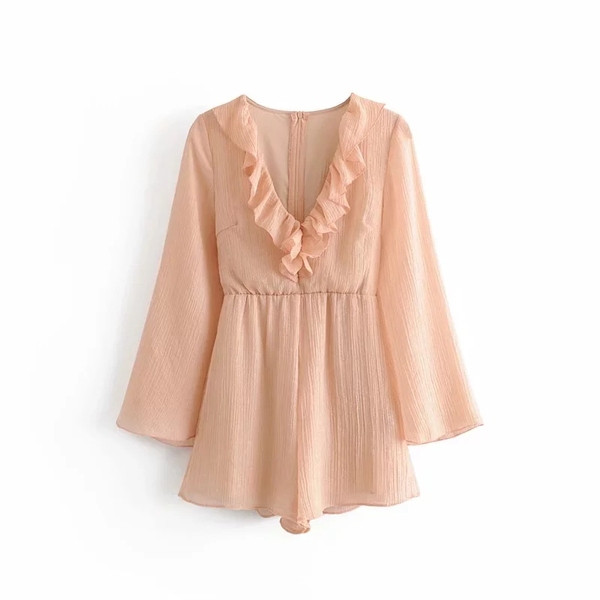 Salopeta de dama cu maneci lungi de culoare roz