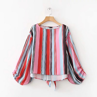 Női csíkos ing O-nyakkal