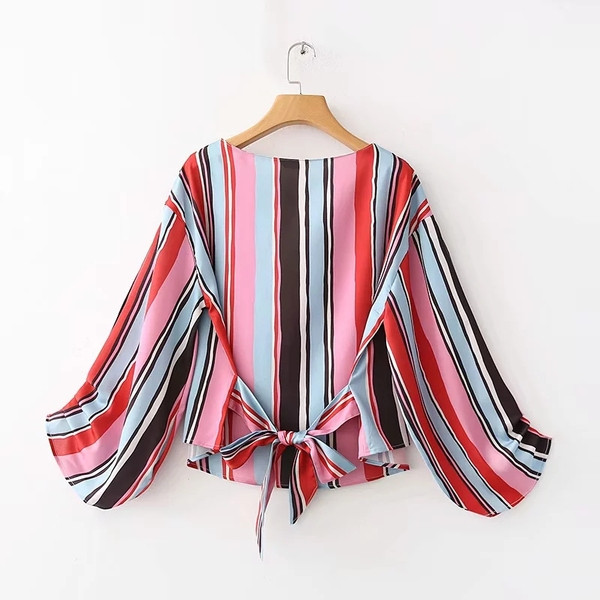 Női csíkos ing O-nyakkal