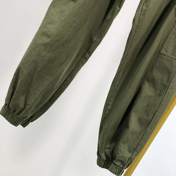 Pantaloni de dama cu talie inalta si elastic la glezne