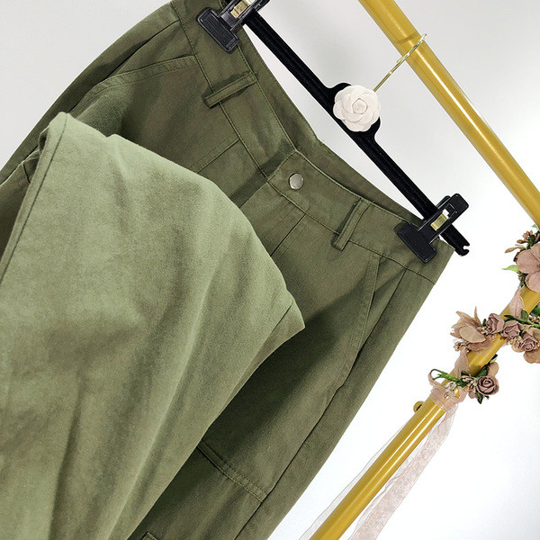 Pantaloni de dama cu talie inalta si elastic la glezne