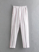 Дамски  раиран панталон с еластична талия 