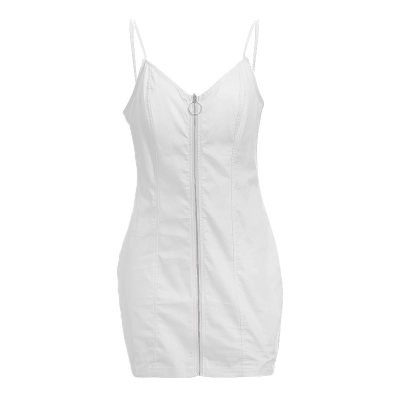 Női alkalmi ruha cipzárral fehér és fekete színben