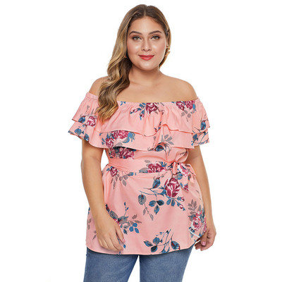 Női alkalmi póló ejtett ujjakkal és nyakkendőkkel, két színben 5XL-ig