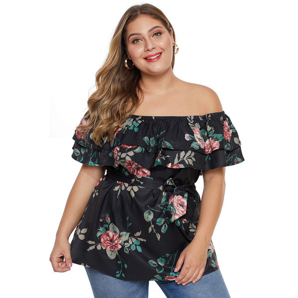 Női alkalmi póló ejtett ujjakkal és nyakkendőkkel, két színben 5XL-ig