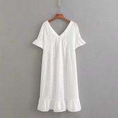 Rochie de dama cu maneca scurta - model larg in culoarea alba