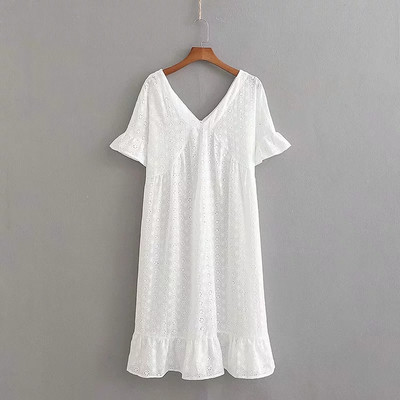 Rochie de dama cu maneca scurta - model larg in culoarea alba