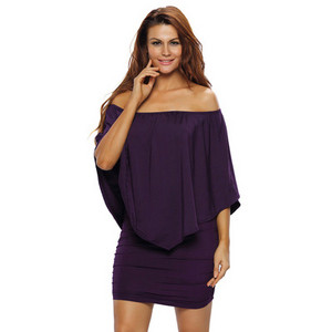 Rochie casual dama cu maneci cazute Model Slim in mai multe culori