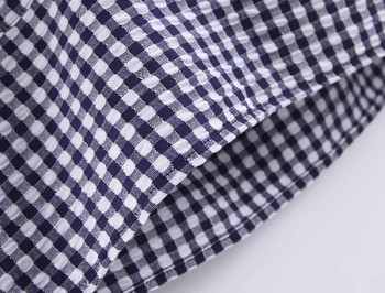 Fusta dama in carouri cu talie elastica alb-negru