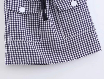 Fusta dama in carouri cu talie elastica alb-negru