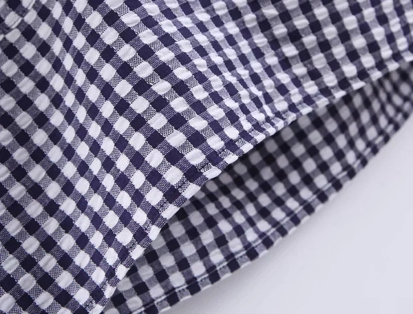 Fusta dama in carouri cu talie elastica alb-negru