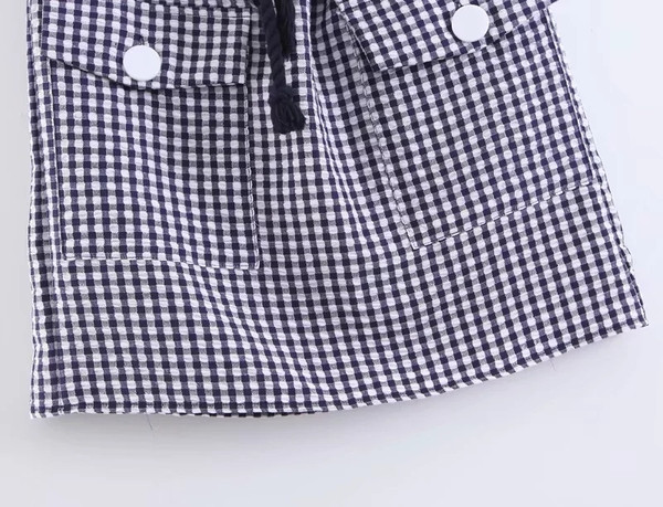 Fusta dama in carouri cu talie elastica alb-negru