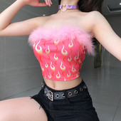 Bustieră modernă de damă în roz și puf