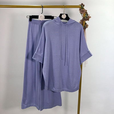 Női szett vékony kötés - nadrág és blúz