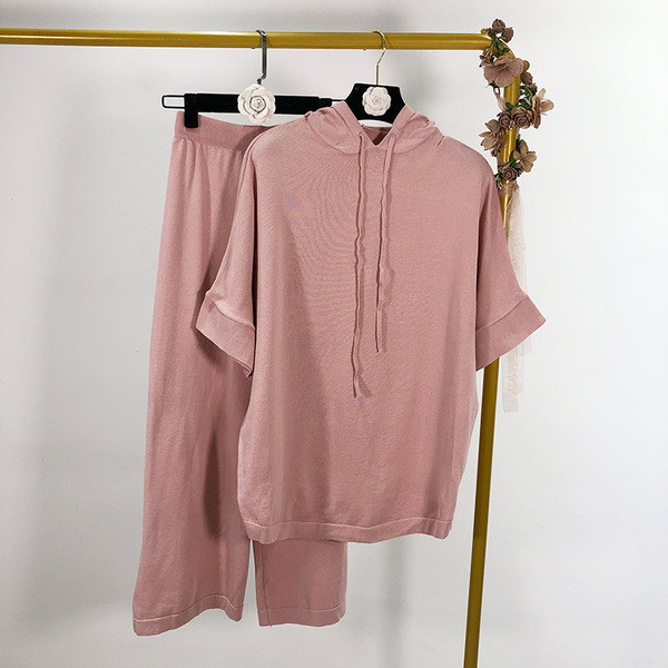 Női szett vékony kötés - nadrág és blúz