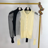 Cardigan de damă din tricot subțire și mâneci sigilate