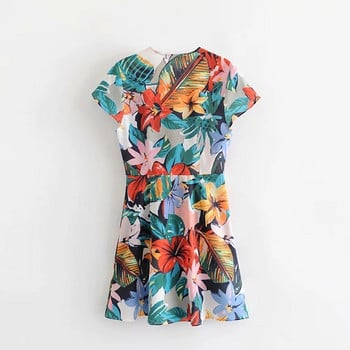 Rövid ujjú, virágmintás női ruha