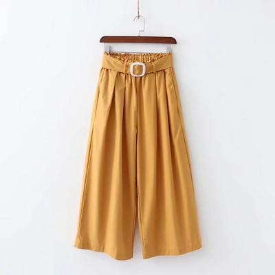 Modern női nadrág - széles modell sárga színben