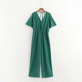 Zöld színű, rövid ujjú női jumpsuit