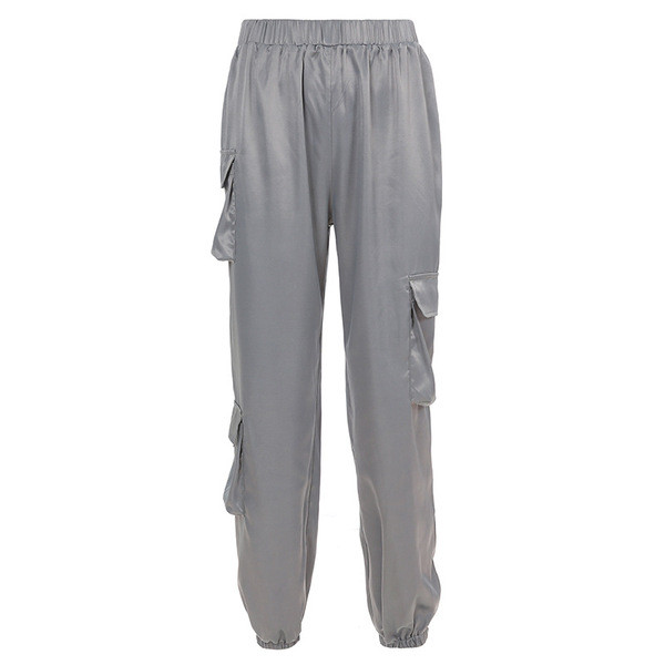 Szürke színű modern női nadrág gumis derékkal