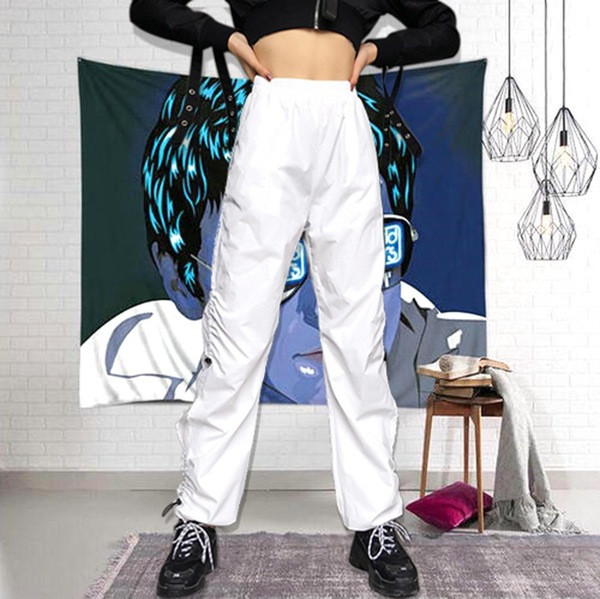 Modern női nadrág magas derékkal, fehér színben