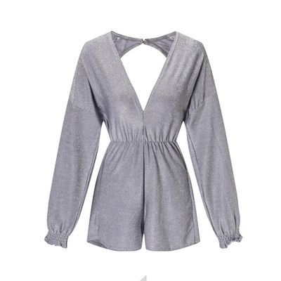 Modern női overál mély nyakkivágással és hosszú ujjal, két színben