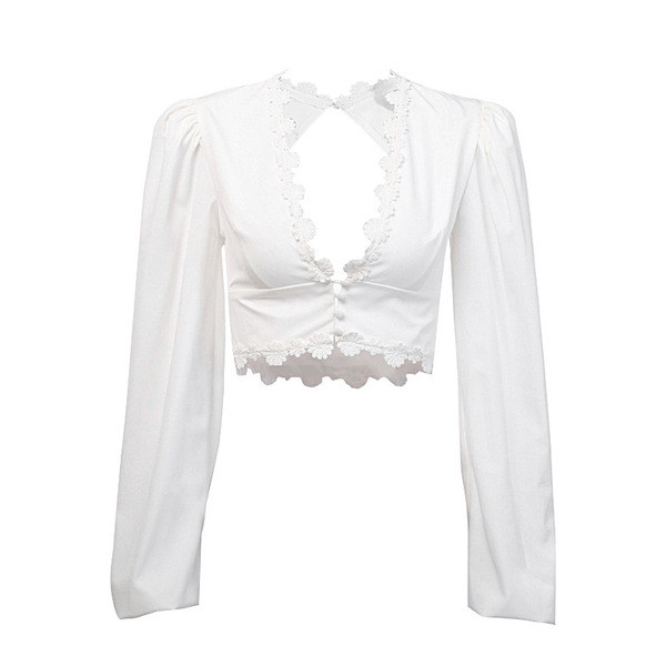 Női modern rövid blúz, hosszú ujjal