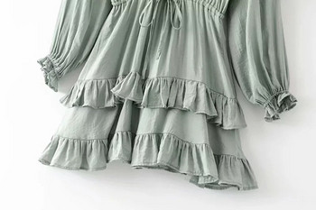 Zöld színű, hosszú ujjú női ruha