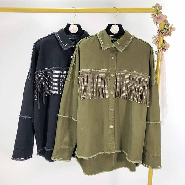 Női hosszú ujjú ing és rojt - két színben