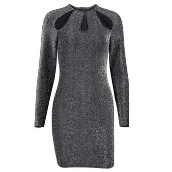 Stílusos női ruha hosszú ujjú szürke színben