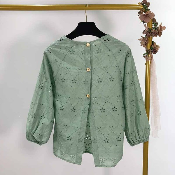Bluza de dama de culoare verde cu broderie
