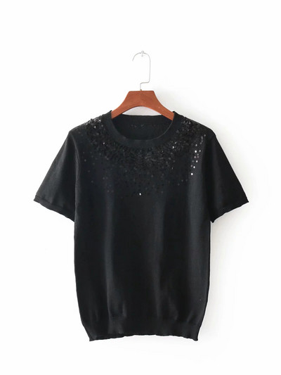 Női modern blúz rövid ujjú és egy elem - flitter