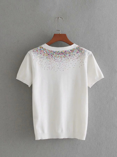 Női modern blúz rövid ujjú és egy elem - flitter