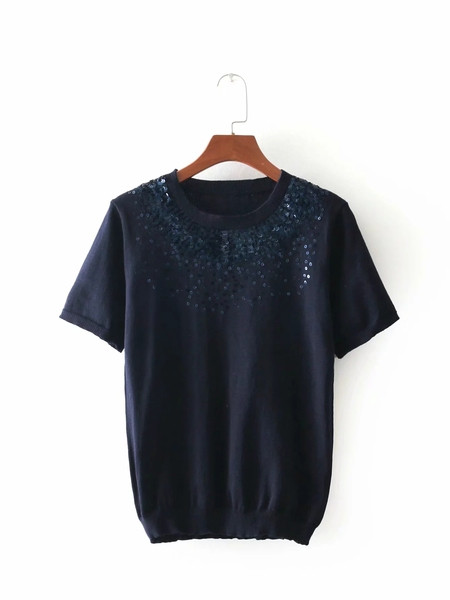 Női modern blúz rövid ujjú és egy elem - flitter