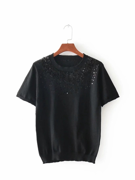 Női modern blúz rövid ujjú és egy elem - flitter