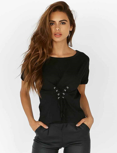 Tricou de dama modern cu cravate si maneci scurte in mai multe culori