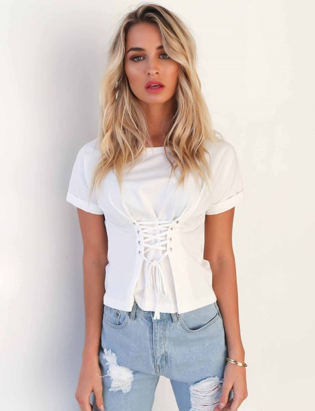 Tricou de dama modern cu cravate si maneci scurte in mai multe culori