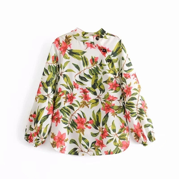 Modern női ing, fehér virágmintával