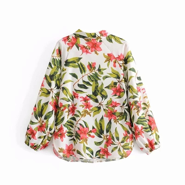 Modern női ing, fehér virágmintával