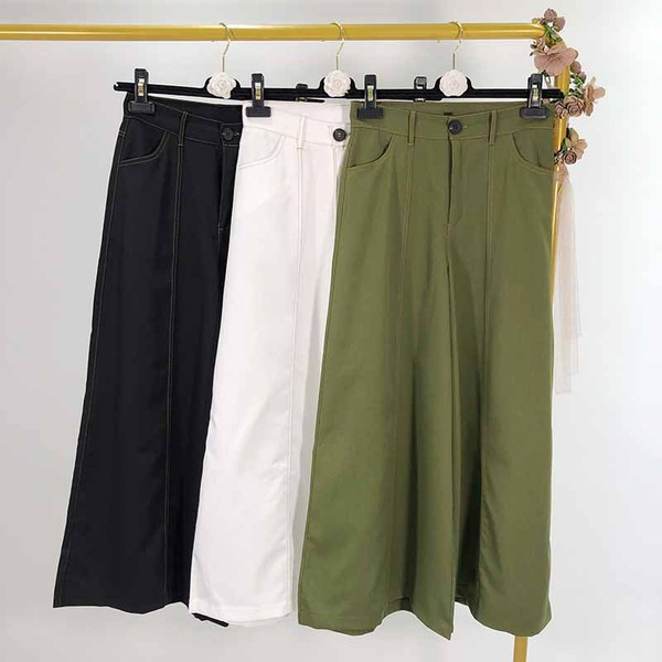 Jelenlegi női nadrág magas derékkal - széles modell