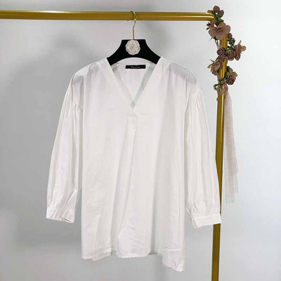 Cămașă de damă cu decolteu în V și mâneci 3/4 în patru culori