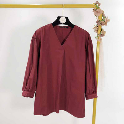 Cămașă de damă cu decolteu în V și mâneci 3/4 în patru culori