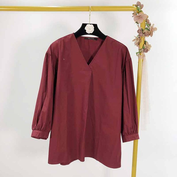 Cămașă de damă cu decolteu în V și mâneci 3/4 în patru culori