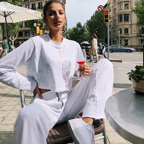 Női alkalmi nadrág fehér - széles modellben