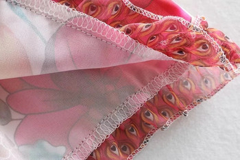 Női ruha elasztikus derékkal, virágmintával