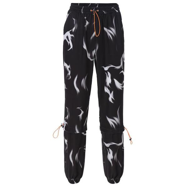 Modern női nadrág elasztikus derékkal és megkötővel